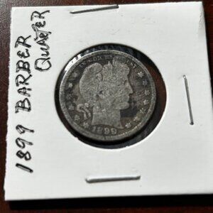 1899 Antique Silver Barber Quarter